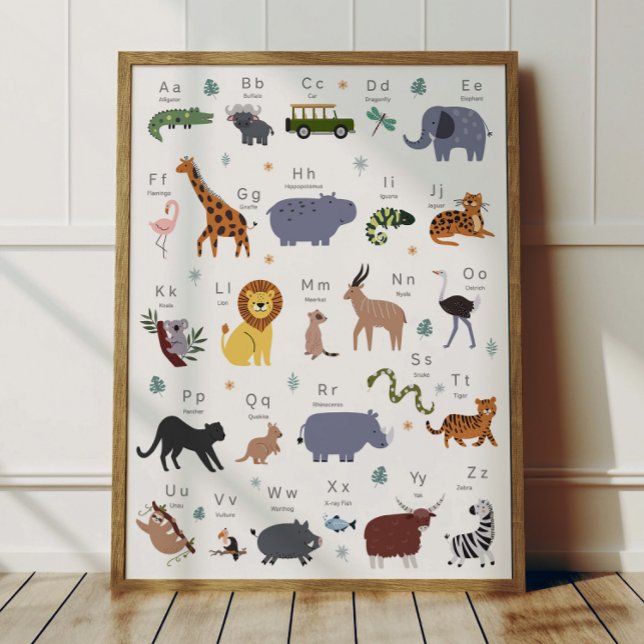 Safari Animal Alphabet ABC Poster Kids Room Decor (Skapare uppladdad)
