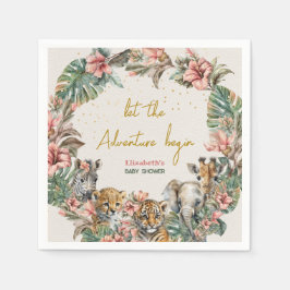 Safari Animal Äventyr Begin Pojke Shower Pappersservett