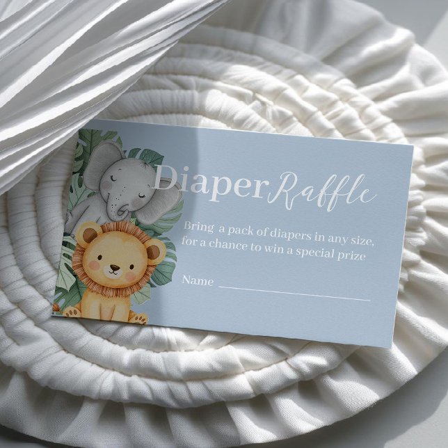 Safari Animal Baby Shower Diaper Raffle Visitkort (Skapare uppladdad)