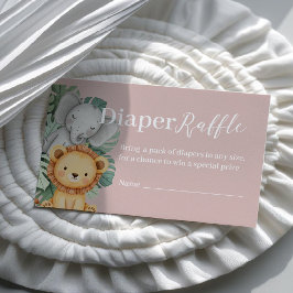 Safari Animal Baby Shower Diaper Raffle Visitkort