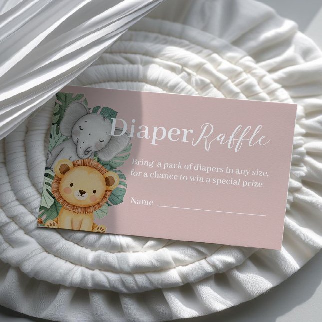 Safari Animal Baby Shower Diaper Raffle Visitkort (Skapare uppladdad)