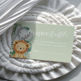 Safari Animal Baby Shower Diaper Raffle Visitkort