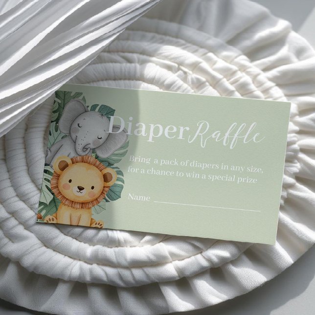 Safari Animal Baby Shower Diaper Raffle Visitkort (Skapare uppladdad)