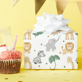 Safari Animal Baby Shower eller Birthday Presentpapper