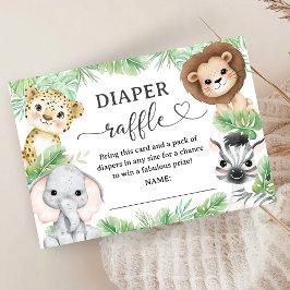 Safari Animal Baby Shower Jungle Diaper Raffle Tilläggskort