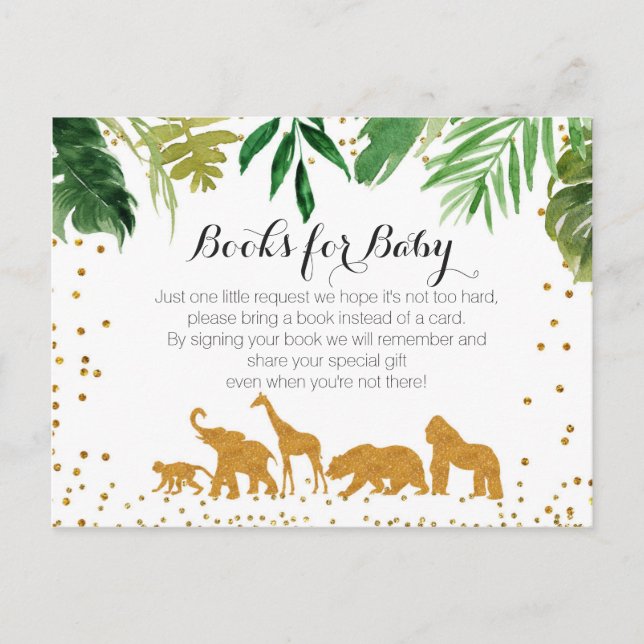 Safari animal Baby Shower - lägg till bok Inbjudan Vykort (Framsida)