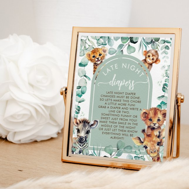 Safari Animal Baby Shower Late Night Diaper Game Poster (Skapare uppladdad)