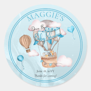 Safari Animal-ballonger som kör med pojkbabyskor Runt Klistermärke