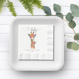 Safari Animal Blommigt Giraffe Mamma Baby Shower Pappersservett