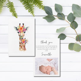 Safari Animal Blommigt Giraffe Mamma Baby Shower Tack Kort