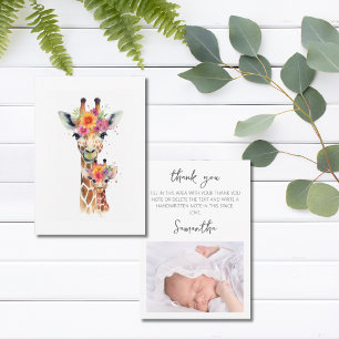 Safari Animal Blommigt Giraffe Mamma Baby Shower Tack Kort