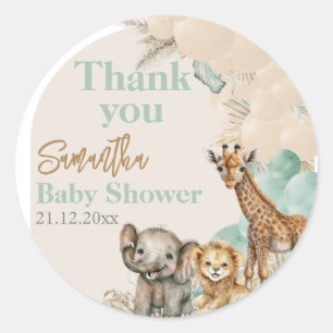 Safari animal Boho Oh Baby Shower tack Runt Klistermärke