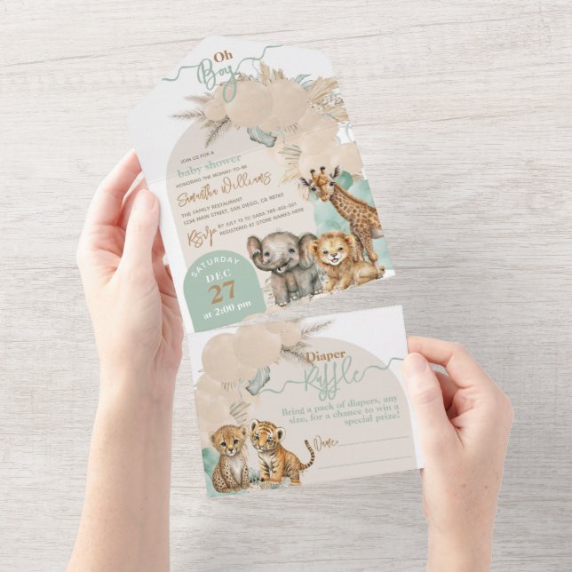 Safari animal Boho Oh Boy Baby Shower (Tearaway)