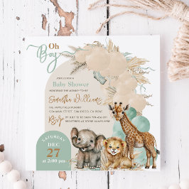 Safari animal Boho Oh Boy Baby Shower Inbjudningar