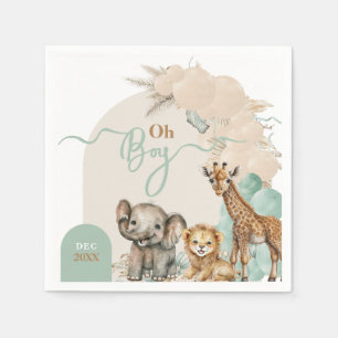Safari animal Boho Oh Boy Baby Shower Pappersservett