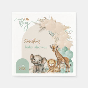 Safari animal Boho Oh Boy Baby Shower Pappersservett