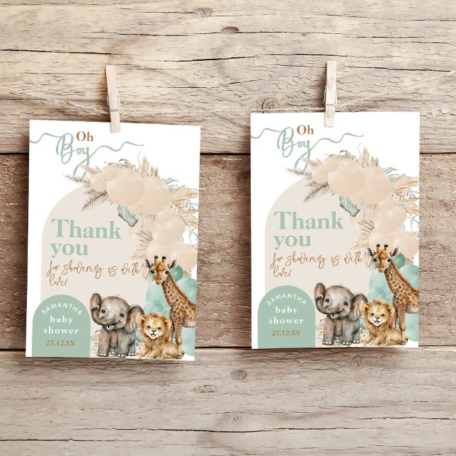Safari animal Boho Oh Boy Baby Shower Tack Kort (Skapare uppladdad)