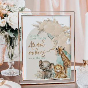 Safari animal Boho Oh Boy Shower Animal Game Poster