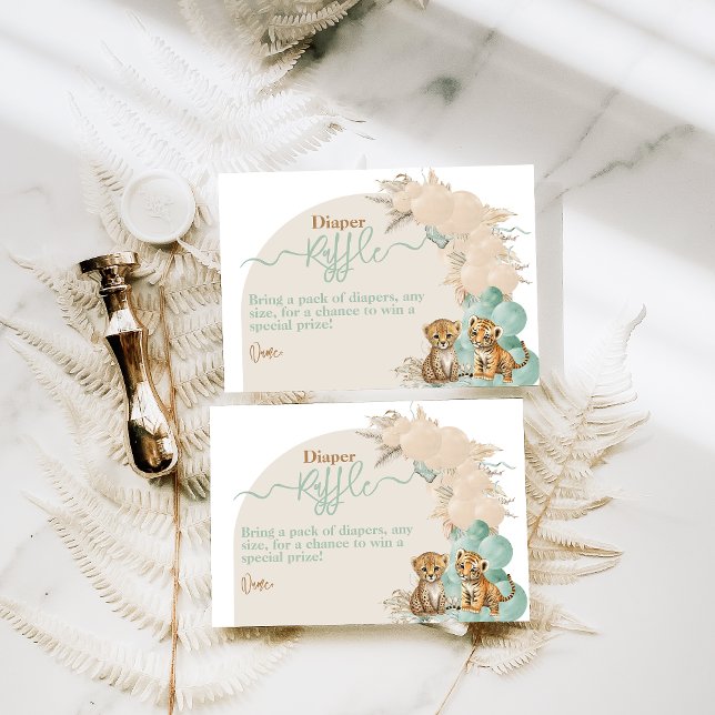 Safari animal Boho Oh Boy Shower Diaper Tilläggskort (Skapare uppladdad)