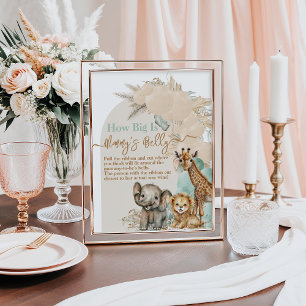 Safari animal Boho Oh Boy Shower Mamma Belly Poster