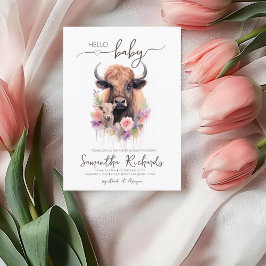 Safari Animal Buffalo Blommigt Baby Shower Inbjudningar
