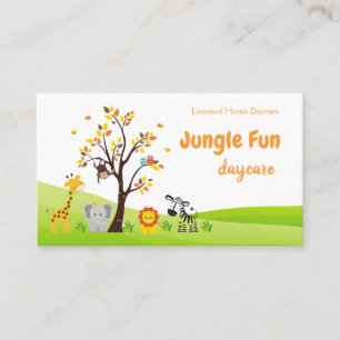 Safari Animal Cute Child Daycare Service Visitkort