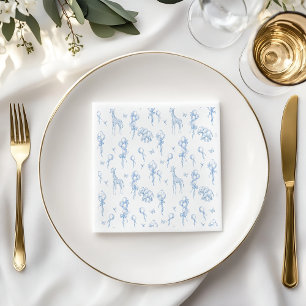 Safari Animal Dusty Blue Toile Pojke Shower Pappersservett