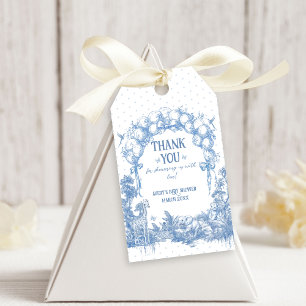 Safari Animal Dusty Blue Toile Pojke Shower Presentetikett