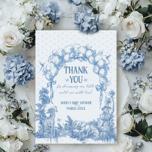 Safari Animal Dusty Blue Toile Pojke Shower Tack Kort
