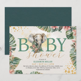 Safari Animal Elephant Rustic Cute Pojke Shower Inbjudningar