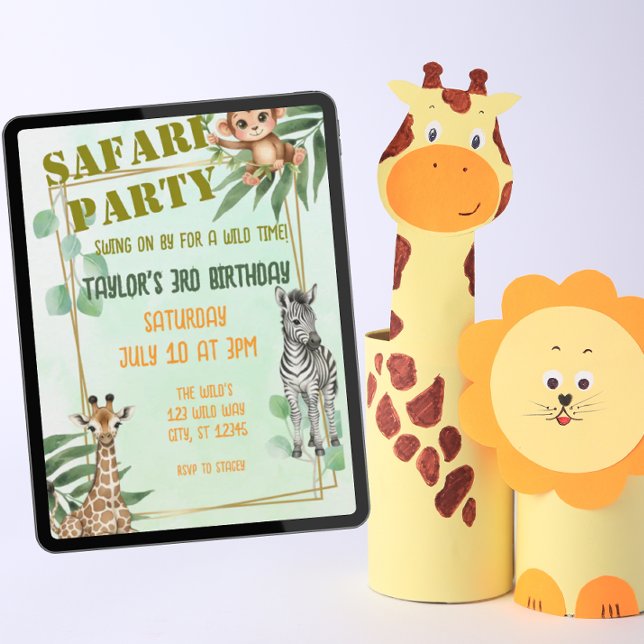 Safari Animal Födelsedagsfest Inbjudningar (Skapare uppladdad)