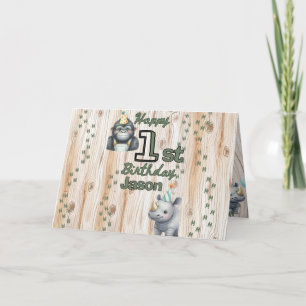 Safari Animal Gorilla Rhino Birthday Kort