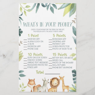 Safari Animal in Your Mobilare Baby Shower Game Brevpapper