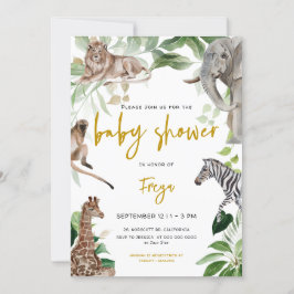 Safari Animal Jungle Gender Neutral Baby Shower Inbjudningar