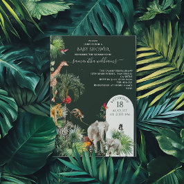 Safari Animal Jungle Greenery Tropical Baby Shower Inbjudningar