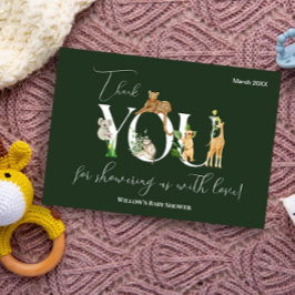 Safari Animal Jungle Grönt Baby Shower Tack Kort