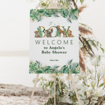 Safari Animal Jungle Grönt & Guld Baby Shower