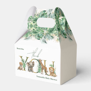 Safari Animal Jungle Grönt & Guld Baby Shower Presentaskar
