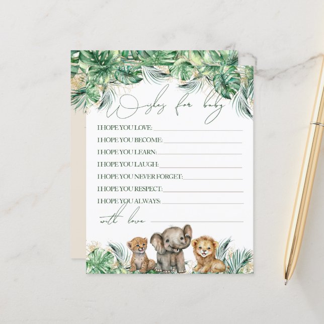 Safari Animal Jungle Grönt & Guld babyduschspel (Fram/Back In Situ)