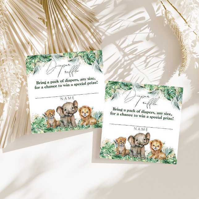 Safari Animal Jungle Grönt & Guld boy diaper Tilläggskort (Skapare uppladdad)