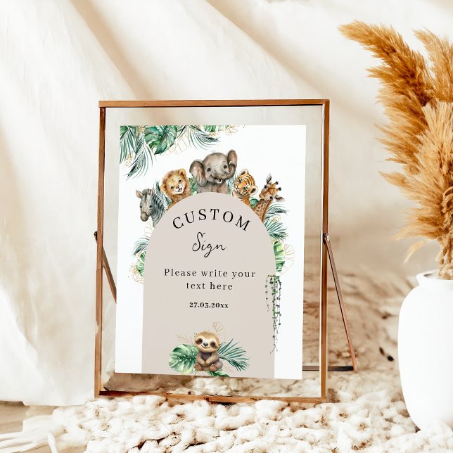 Safari Animal Jungle Modern Baby Shower Anpassning Poster (Skapare uppladdad)