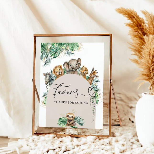 Safari Animal Jungle Modern Baby Shower Favors fav Poster (Skapare uppladdad)