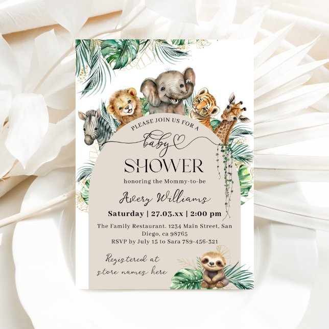 Safari Animal Jungle Modern Baby Shower Inbjudningar (Skapare uppladdad)