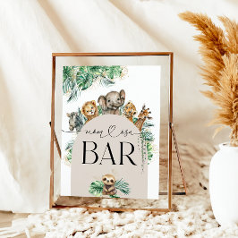 Safari Animal Jungle Modern Baby Shower Momosa pub Poster