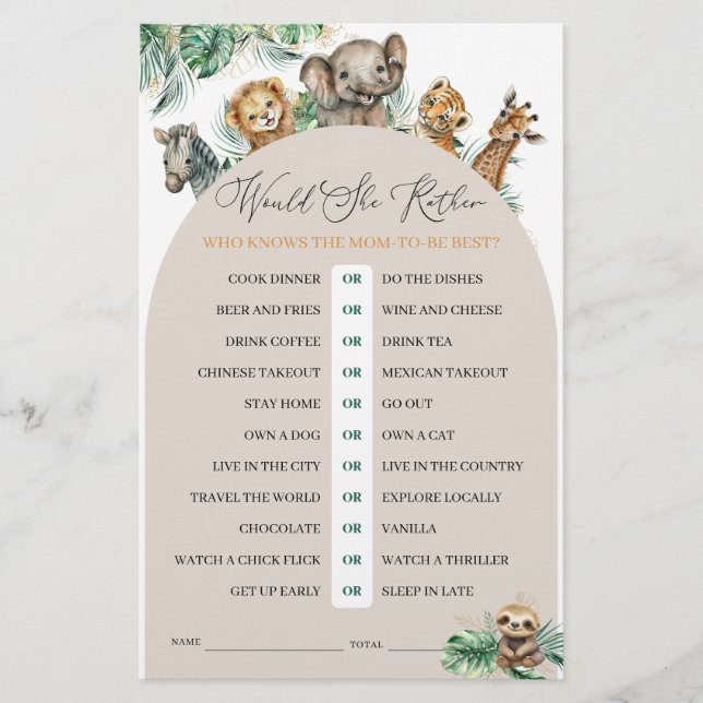 Safari Animal Jungle Modern skulle hon hellre leka (Framsida)