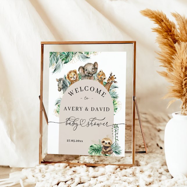 Safari Animal Jungle Modern Welcome Baby Shower Poster (Skapare uppladdad)