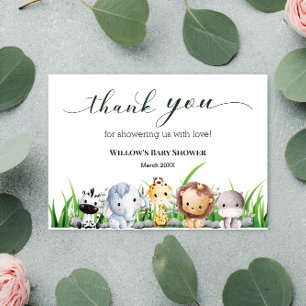 Safari Animal Jungle White Baby Shower Tack Kort