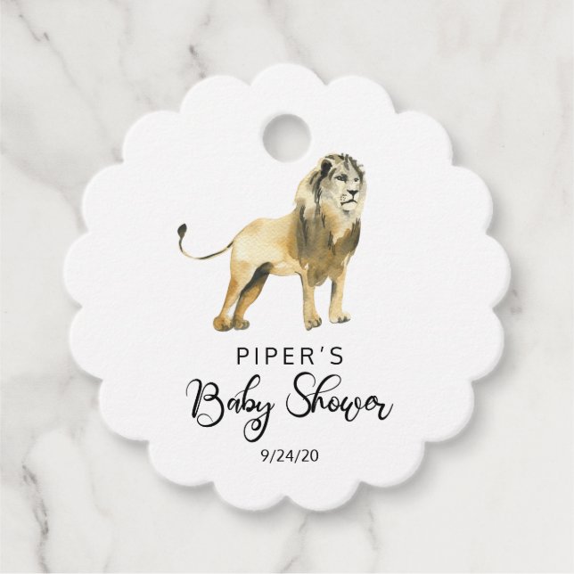 Safari Animal Lejon Baby Shower Tack Gåvor Etiketter (Framsida)