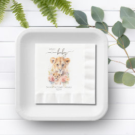 Safari Animal Lejon Blommigt Mamma Baby Shower Pappersservett
