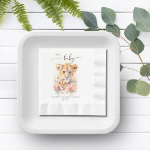 Safari Animal Lejon Blommigt Mamma Baby Shower Pappersservett